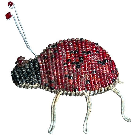 Vtg BEADED Ladybug 3.5" long x 3.5" wide x 3.5" tall Whimsical Ladybeetle READ - Picture 4 of 13